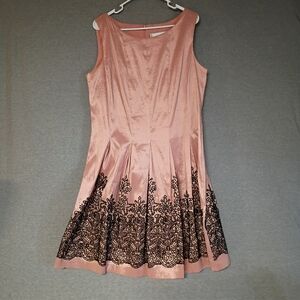 Chetta B Pink Dress with Black Lace Accents